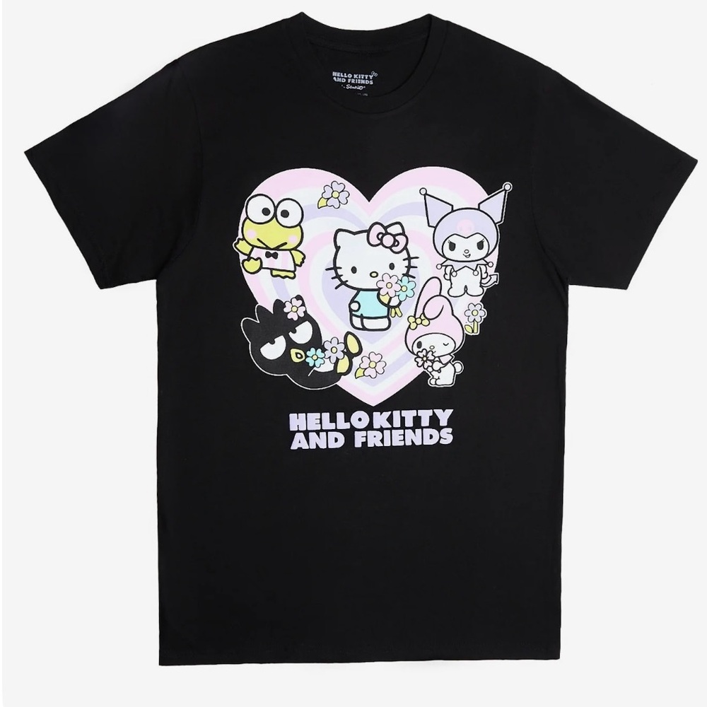 🌟 2/$30 🌟 Hello Kitty Black Tee with Friends Graphic